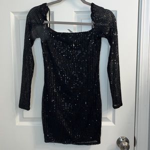 women’s lucy in the sky sparkly black mini dress